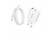 Mobil - Adaptere og ladere - Wozinsky WLS-20W - 20W USB-A & USB-C Wall Charger (Incl. 1m USB-C to USB-C Cable) - White - 5907769388149