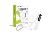Nødlader - Mobile Origin PB19 Qi2 TFT Display Semi-solid Power Bank (w/ Built in USB-C cable) - White - 10000 mAh - MO-TDS-PB19-WHT