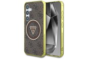 Mobil - Deksel og etui - GUESS 4G Glitter Triangle Buttons MagSafe Case for Samsung Galaxy S25 Brown - 3666339449599