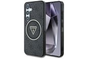 Mobil - Deksel og etui - GUESS 4G Glitter Triangle Buttons MagSafe Case for Samsung Galaxy S25 Plus Black - 3666339449575