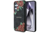 Mobil - Deksel og etui - GUESS Leather 4G Flowers Print Metal Classic Logo MagSafe Case for Samsung Galaxy S25 - Black - 3666339449261