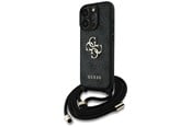Mobil - Deksel og etui - GUESS 4G Big Logo Cord Stap Crossbody Case for iPhone 16 Pro Black - 3666339434281