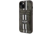 Mobil - Deksel og etui - GUESS 4G Stripes case with Magsafe wallet for iPhone 15 brown - 3666339452346