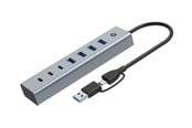 USB-hub - Conceptronic HUBBIES HUBBIES20G - hub - 2-in-1 USB-A/C host cable USB powered aluminum with 25 cm cable - 7 ports USB-hub - 7 porter - Grå - HUBBIES20G