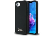 Mobil - Deksel og etui - GUESS Silicone Script Metal Logo MagSafe iPhone 16e Case - Black - 3666339454074