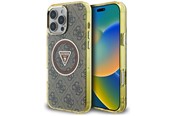 Mobil - Deksel og etui - GUESS IML Metal Glitter 4G Circle Triangle MagSafe Case for iPhone 16 Pro - Brown - 3666339430238