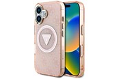 Mobil - Deksel og etui - GUESS IML Metal Glitter 4G Circle Triangle MagSafe case for iPhone 16 - pink - 3666339430511
