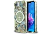 Mobil - Deksel og etui - GUESS IML Metal Glitter Flowers Triangle MagSafe iPhone 16e Case - Green - 3666339454807