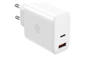 Mobil - Adaptere og ladere - ESSENTIALS by UPSTRÖM 65W Dual Port GaN Charger - USB-C & USB-A | 2 Ports - White - GC650-E