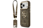 Mobil - Deksel og etui - GUESS 4G Big 4G Classic Logo Big Strap Metal Buttons Case for iPhone 17 Pro - Brown - 3666339488734