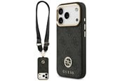Mobil - Deksel og etui - GUESS 4G Strass Logo & Big Strap Metal Buttons MagSafe Case for iPhone 17 Pro - Black - 3666339550820