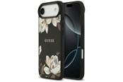 Mobil - Deksel og etui - GUESS Grained Flowers Classic Logo MagSafe case for iPhone Air - black - 3666339489892