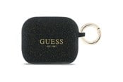 Mobil - Andre tilbehør - GUESS Silicone Glitter Ring Case for AirPods Pro 3 - Black - 3666339577452