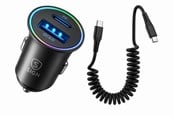 Lading av elbil - SiGN 60W Car Charger with Coiled USB-C to USB-C Cable - Black - SN-CAR-60W-PAK