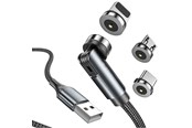 USB - SiGN 3-in-1 360° Magnetic Cable Lightning - USB-C - Micro-USB - 2.4A - Black - SN-1224X2