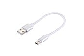 USB - SiGN Kort USB-C-Cable with Nylon Fabric 2.4A - 12W - 20cm - Silver - SAS0459S