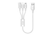 USB - SiGN 3-in-1 Cable 0.25m - Lightning - USB-C -  Micro-USB 5V - 3A - White - SN-3in1CABWH