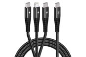 USB - SiGN 3-in-1 USB-C cable Lightning 27W & 2x USB-C 60W - Black - SN-CAB3i1