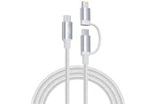 USB - SiGN 2in1 USB-C to USB-C 60W PD 3A / Lightning 27W cable - 1m - White - SN-CCLPD1M