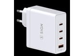 Mobil - Adaptere og ladere - SiGN Fast Charger GaN 140W 3x USB-C / 1x USB-A - White - SN-140W