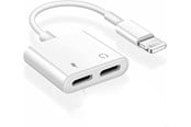 USB - SiGN Lightning to 2x Lightning Adapter - 5V - 2A - 10cm - Charge and Listen - White - SN-IPHL