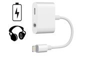 Lydkabel - SiGN Lightning to 3.5mm Adapter for Audio & Charging - 12W - 10cm - White - SN-IPHL35