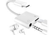 Lydkabel - SiGN USB-C to 3.5mm AUX Adapter - 3A - Charge & Listen - White - SN-PDC35