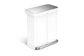 Avfallssortering - Simplehuman Recycler rektangulær pedalbøtte 58L, hvit - CW2118
