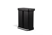 Avfallssortering - Simplehuman Recycler rektangulær pedalbøtte 58L, matt svart - CW2117