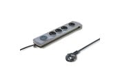 Strømkabel (ekstern) - Qoltec 50164 overspenningsvern - 4 AC-uttak - 230 V - 2.5 m - Grå - 50164