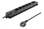 Strømkabel (ekstern) - Qoltec 50111 Overspenningsvern - 6 Type E-uttak - 1.8 m - Svart - 50111
