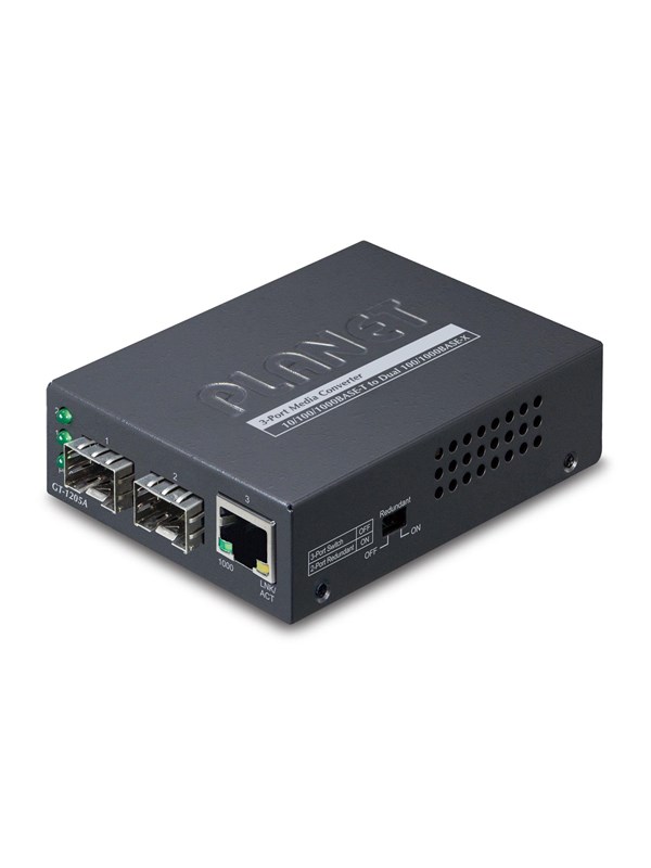PLANET GT-1205A Media Converter 10/100/1000BASE-T to Dual 100/1000BASE-X SFP