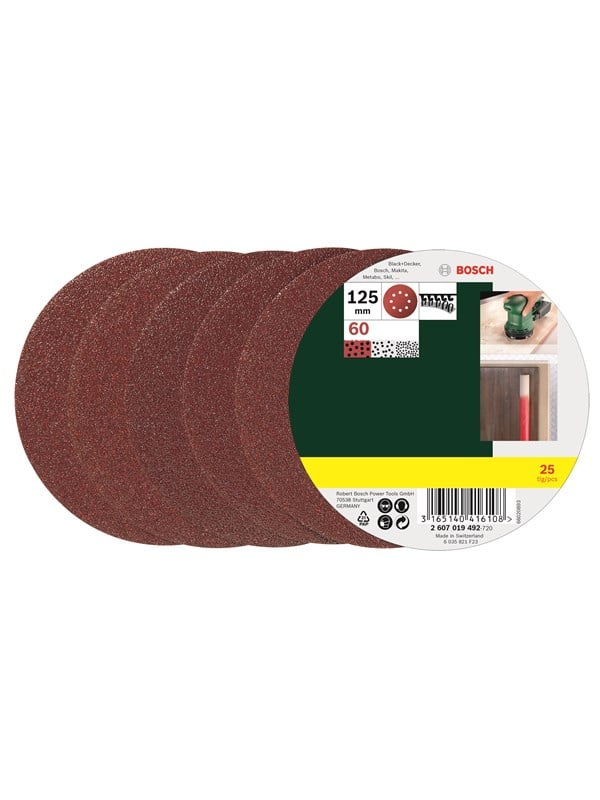 Bosch 25-delers slipepapirsett til eksentersliper, korning 60 G= 60
