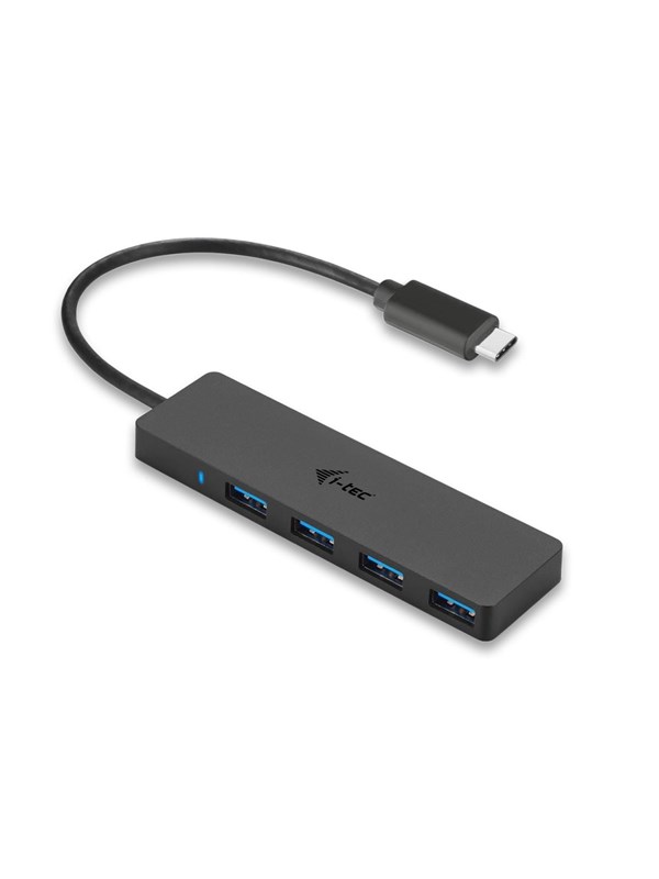 I-Tec USB-C Slim Passive Hub - 4-Port - USB 3.0 - 20 cm cable USB-hub - USB 3.0 - 4 porter - Svart