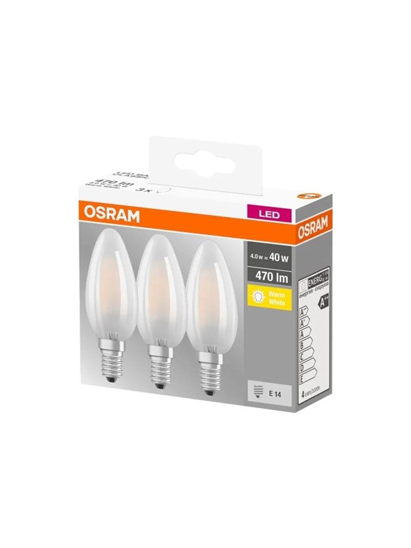 Osram LED-lyspære Candle 4W/827 (40W) 3-pack E14