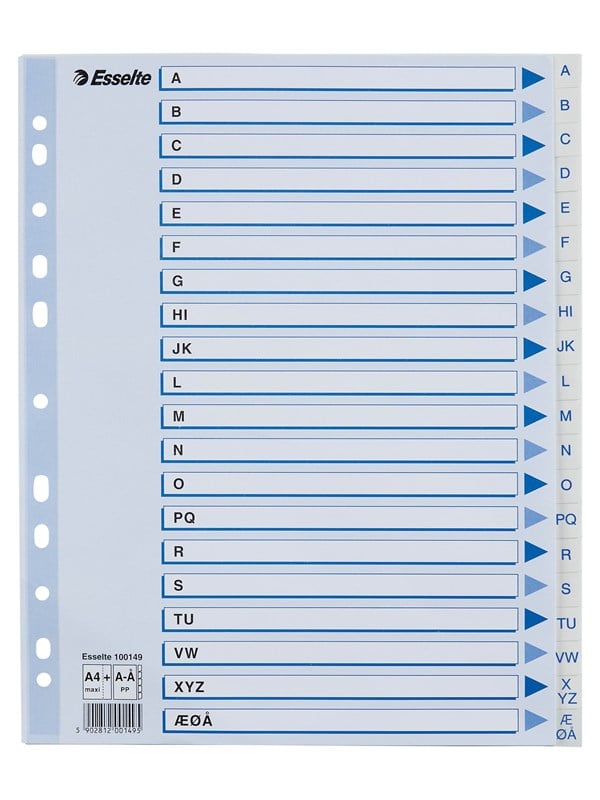 Esselte Register PP A4 Maxi A-Å Hvit
