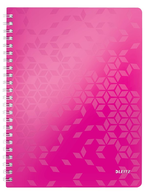 Leitz Notatbok WOW PP A4 Linjer 80 ark Rosa