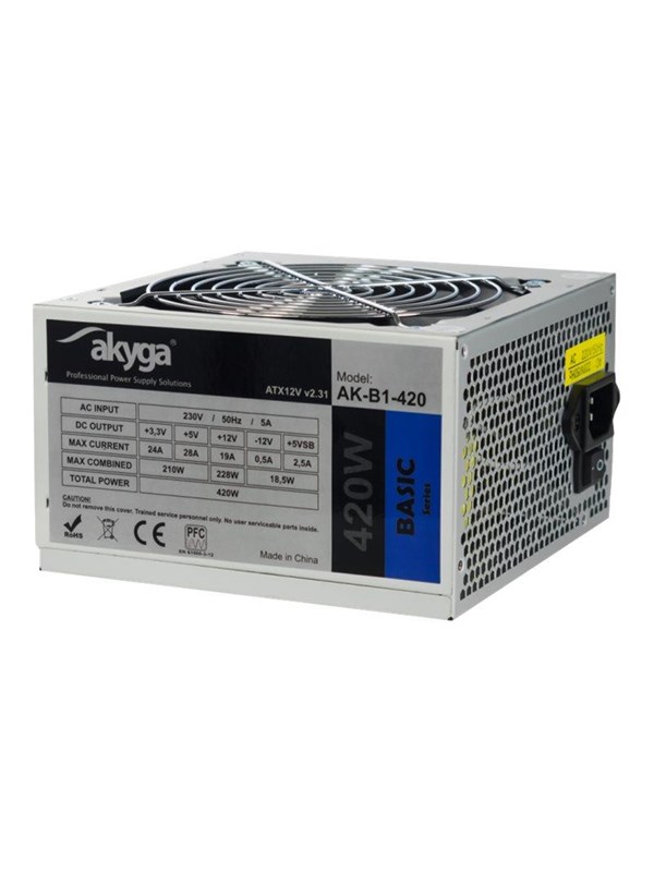 Akyga AK-B1-420 - power supply - 420 Watt Strømforsyning (PSU) - 420 Watt - 120 mm - ATX 2.31 - 80 Plus