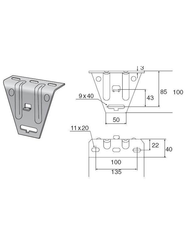 Wibe Ceiling bracket 5 hdg