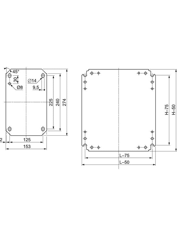 Schneider Electric Plain mount. plate 800x800
