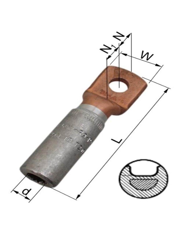 Elpress Alcu-terminal akk50-10 50mm2 sm/rm m10