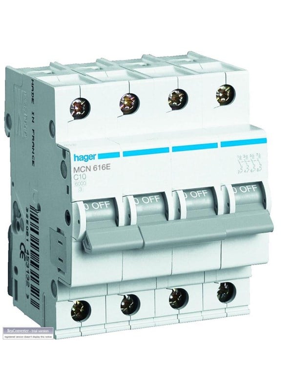 Hager Miniature circuit breaker mcb 3p+n 6ka c-40a