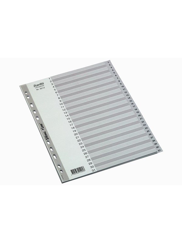 Bantex Strong-Line®-Skillekortsett 1-31, Grå