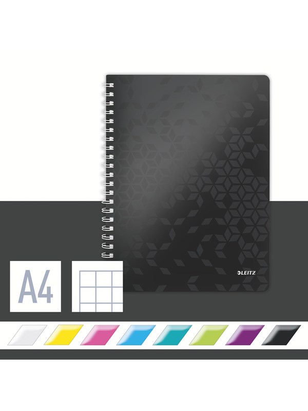 Leitz Notatbok WOW PP A4 Ruter 80 ark