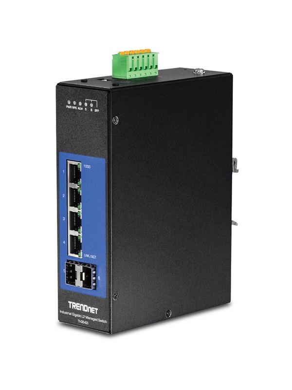 TRENDnet TI-G642i 6-Port Industrial Gigabit L2 Managed DIN-Rail Switch