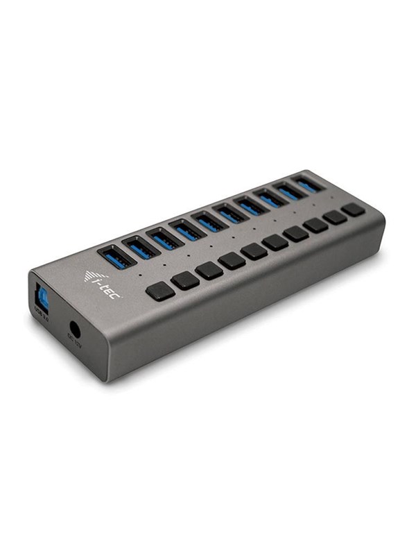 I-Tec USB-A Charging HUB 10 port + Power Adapter 48 W USB-hub - 10 porter - Grå