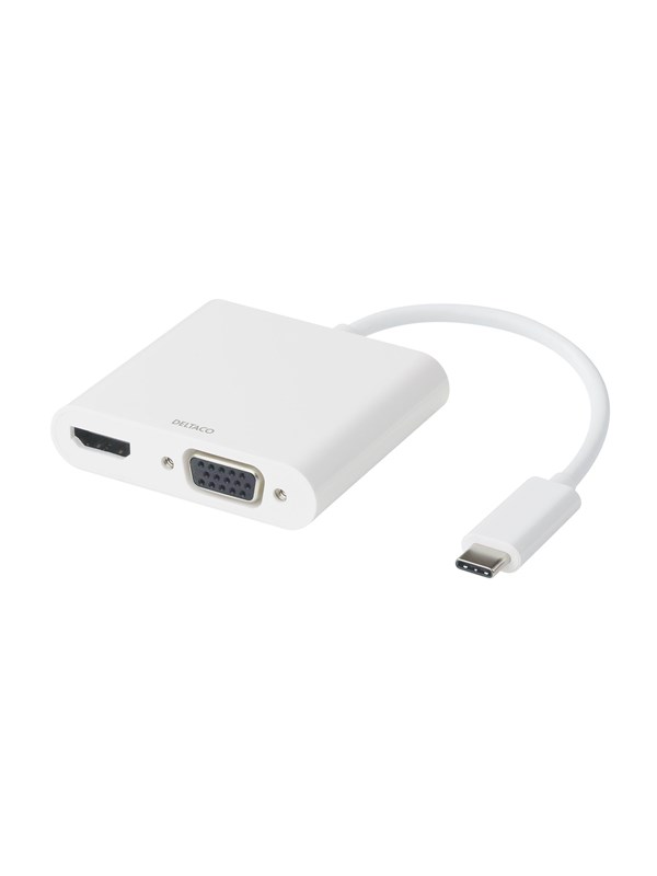 Deltaco USB-C docking station HDMI/VGA/USB-C 100