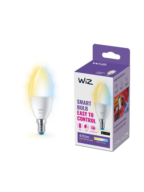 WiZ Tunable E14 Smart Candle Bulb - Dimbar varm til kald hvit LED-lampe