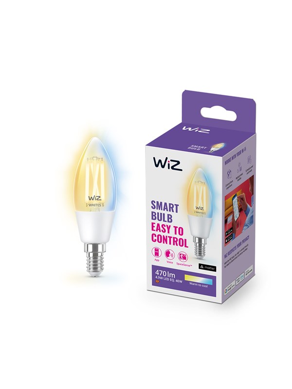 WiZ Tunable C35 E14 Smart Filament Candle Bulb - Dimbar varm til kald hvit LED