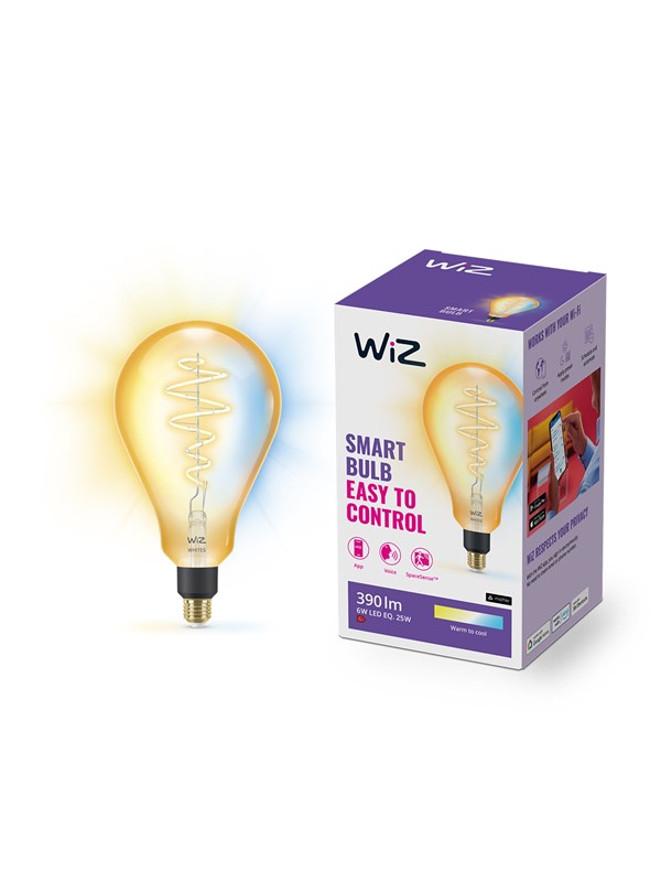 WiZ Amber Filament PS160 Smart LED-pære E27 390 lm